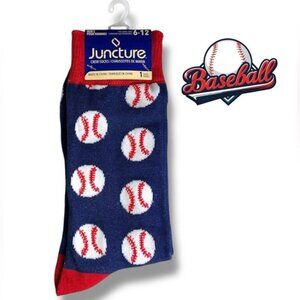 Baseball Crew Socks Mens Novelty Funny Print Blue Red Unisex OS Shoe Size 6-12